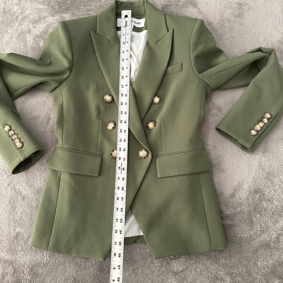 Veronica Beard Stone Army Green Classic Miller Dickey Blazer Women's 2 Gold - Picture 7 of 11